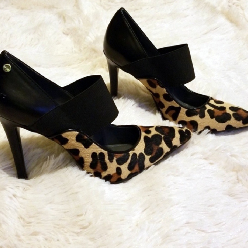Calvin klein leppard print heels
